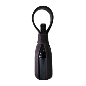 Bolsa Porta Vinho Maison Revolta Preta com Costura Rosa