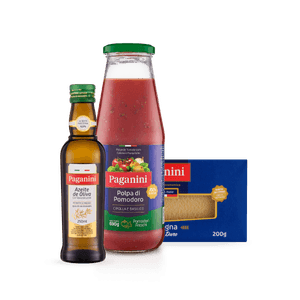 Kit de Lasanha com Azeite Extravirgem e Polpa de Tomate com Manjericão