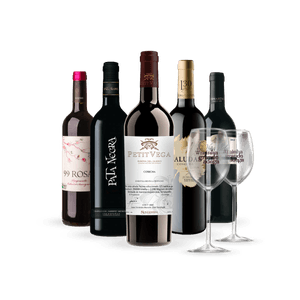 Kit 5 Vinhos Espanhóis com Petit Vega + 2 Taças Grátis