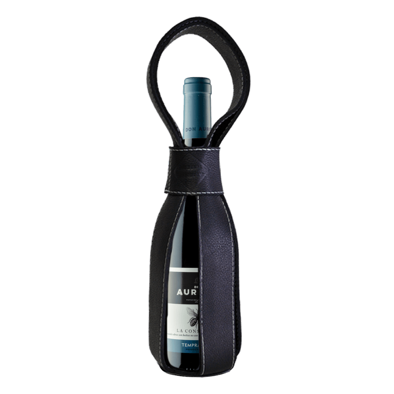 Kit-Bolsa-Maison-Revolta-Preta-com-Costura-Branca---Vinho-Don-Aurelio-Tempranillo